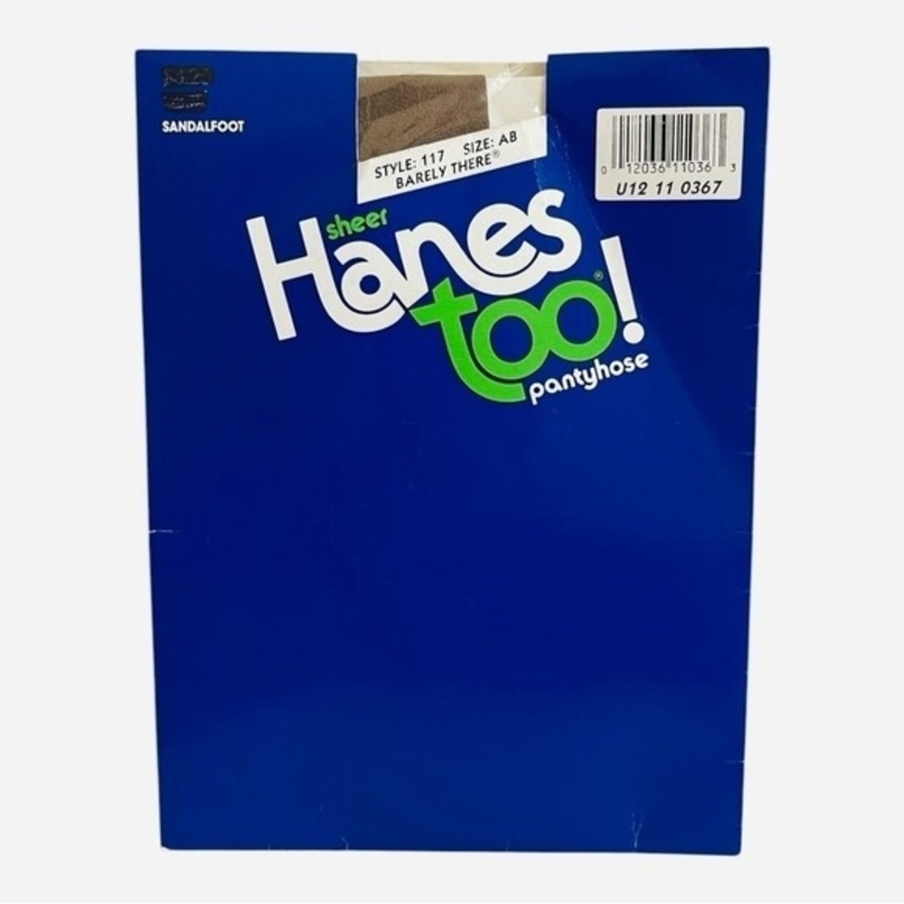 Vintage HANES TOO Sheer Pantyhose Barely There Sandalfoot Size AB Nude NIP - Picture 2 of 3
